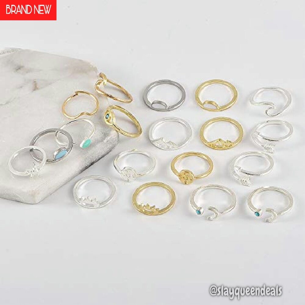 19-Piece Boho Stackable Knuckle Rings Set Adjusta… - image 7